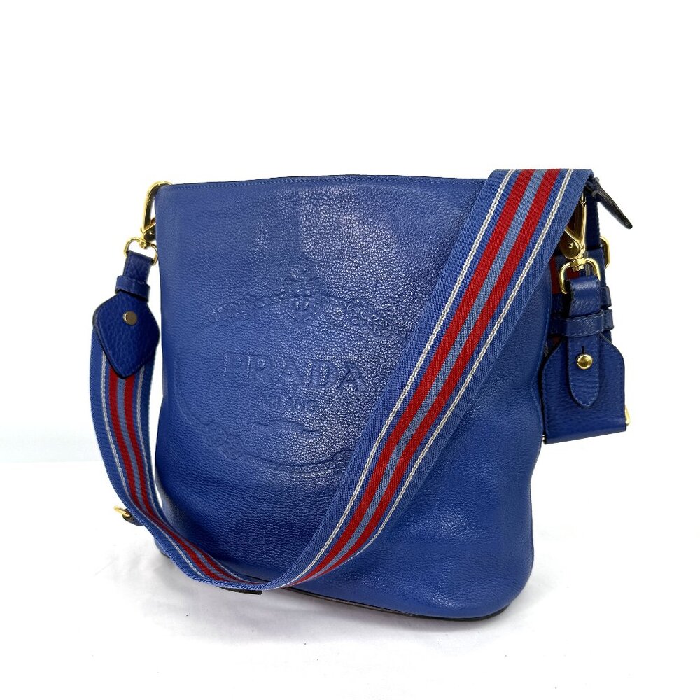 Prada Bucket Logo Bag Blue